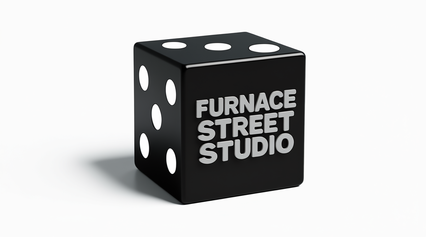 Furnace Street Studio logo shown on a black die